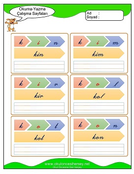 k sesi Grubu Çalışma Sayfaları